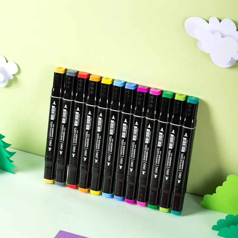 Deli Art Markers Set, 40/60/80 Colors Dual Tips