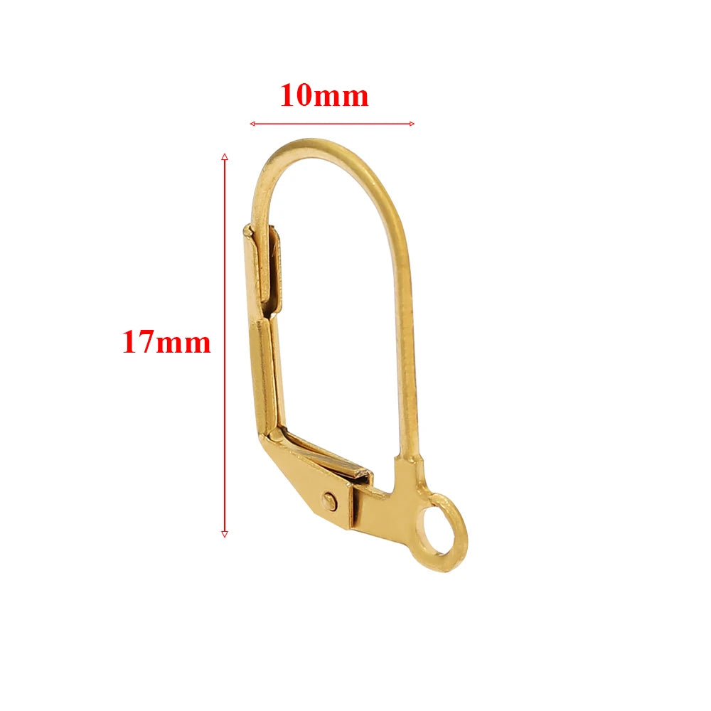 20pcs Stainless Steel 18k Gold Color Round Earwire Hooks Hoop Earrings Findings for DIY Women Earrings Connectors Jewelry Making