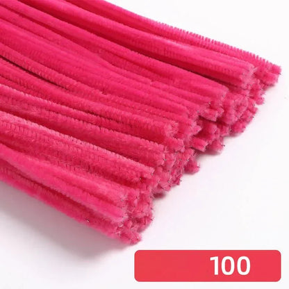100pcs 30cm Chenille Stems Stick Cleaners Handmade Colorful Pipe