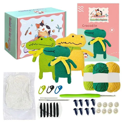Crochet Kits For Adults Knitting Cartoon Crocodile Crocheting Kit With Step-By-Step Tutorials