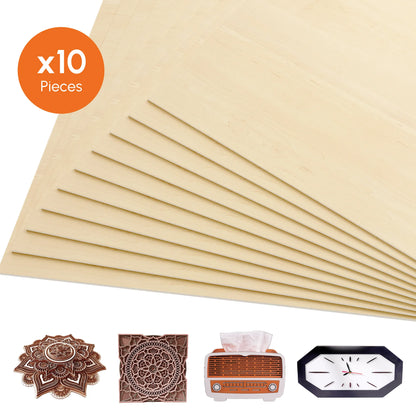 10 Pack Basswood Sheets -30x30cm 3mm Thick Plywood Sheets with Smooth Surfaces-Unfinished Squares Wood Boards
