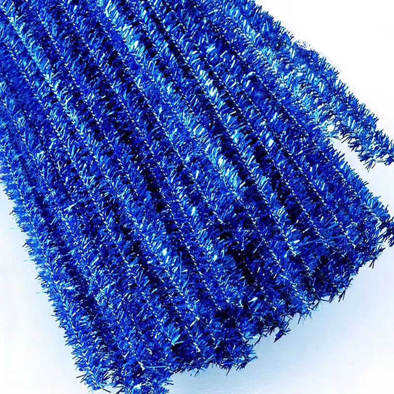 10/50/100 Glitter Chenille Stem Pipe Cleaner Plush Metal Foil Stem Wire Sticks DIY