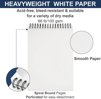 9" x 12" Hardcover Sketchbook, Top Spiral Bound, 100 sheets (68lb/100gsm) drawing paper pads