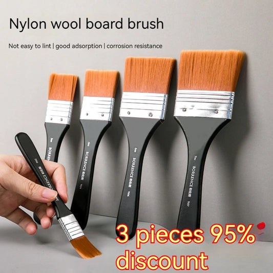 Borrence 1/2/3/5pcs Memory Nylon Paint Brushes Set for Acrylic Oil Drawing Watercolor Wooden Painting Brush