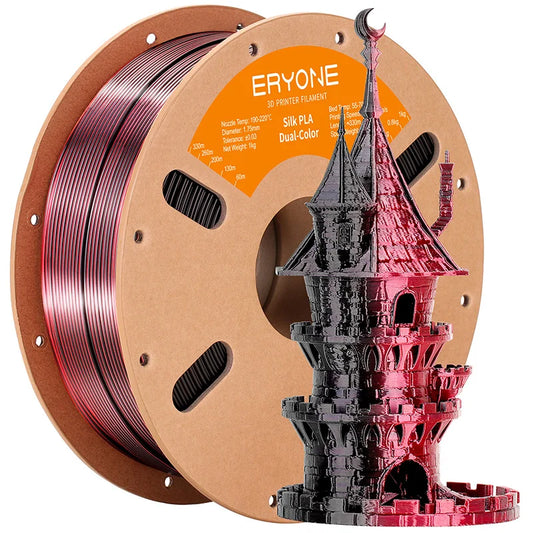 ERYONE PLA Silk Dual Color Premium Filament 3D Print, Diameter:1.75mm, Tolerance:+/-0.03mm,1KG/Spool