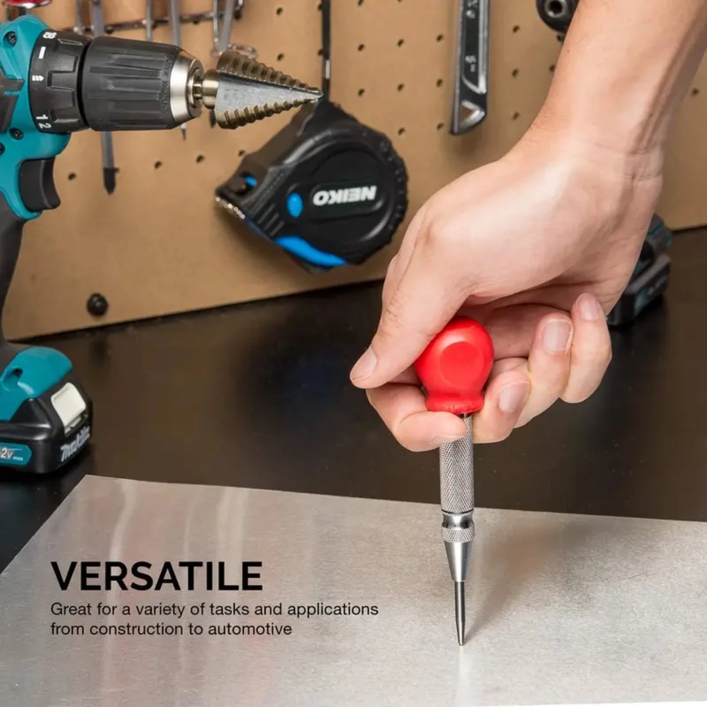 Sleek Semi-Automatic Center Punch for Precise Marking in DIY Projects, Manual Positioning Punch with Ergonomic