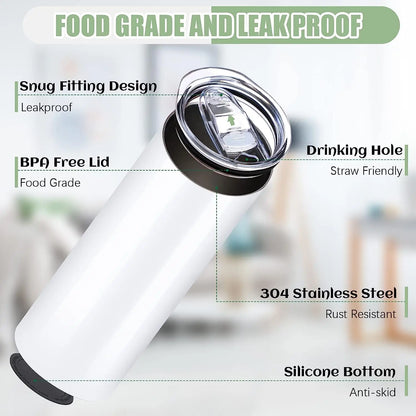 HTVRONT 8pcs Stainless 20 OZ Sublimation Tumblers Skinny Straight Blank DIY Mugs Cups with Sublimation Papers