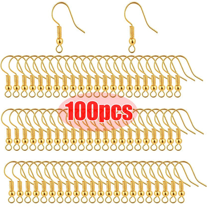 100/200pcs DIY Earring Findings Clasps Hooks Stainless Steel Hypoallergenic Earring Making Accessories Hook Earwire