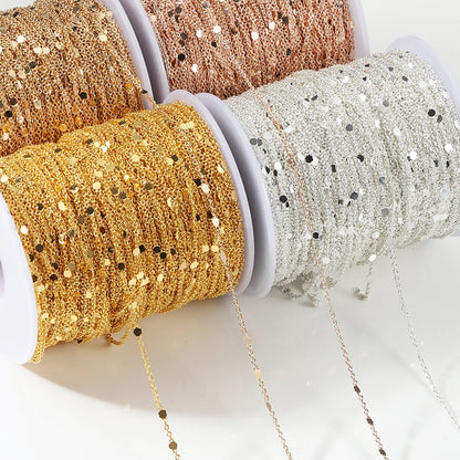 No Fade 2Meters Sequins Chain Necklace Gold Silver Chain Metal Copper Cable Chains