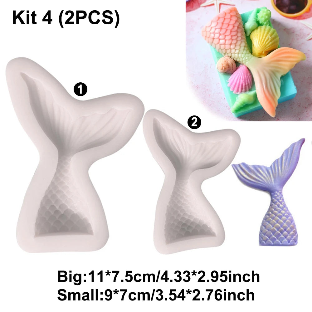 Handmade Soap Molds Kit with Cutter DIY 42 Oz Flexible Silicone Mermaid Fish Tail