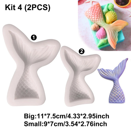 Handmade Soap Molds Kit with Cutter DIY 42 Oz Flexible Silicone Mermaid Fish Tail