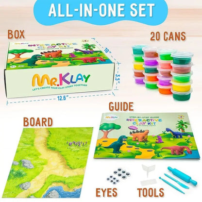 Dry Modeling Clay for Kids Dinosaurs DIY Modeling Kit with Tools Interactive Magic Molding Clay Creative Learning