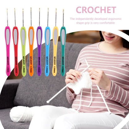8 Pair Crochet Hook Circular Knitting Needles Set Plastic Handle DIY Aluminum Home Art Craft Tool for Weaving Sewing Crafts