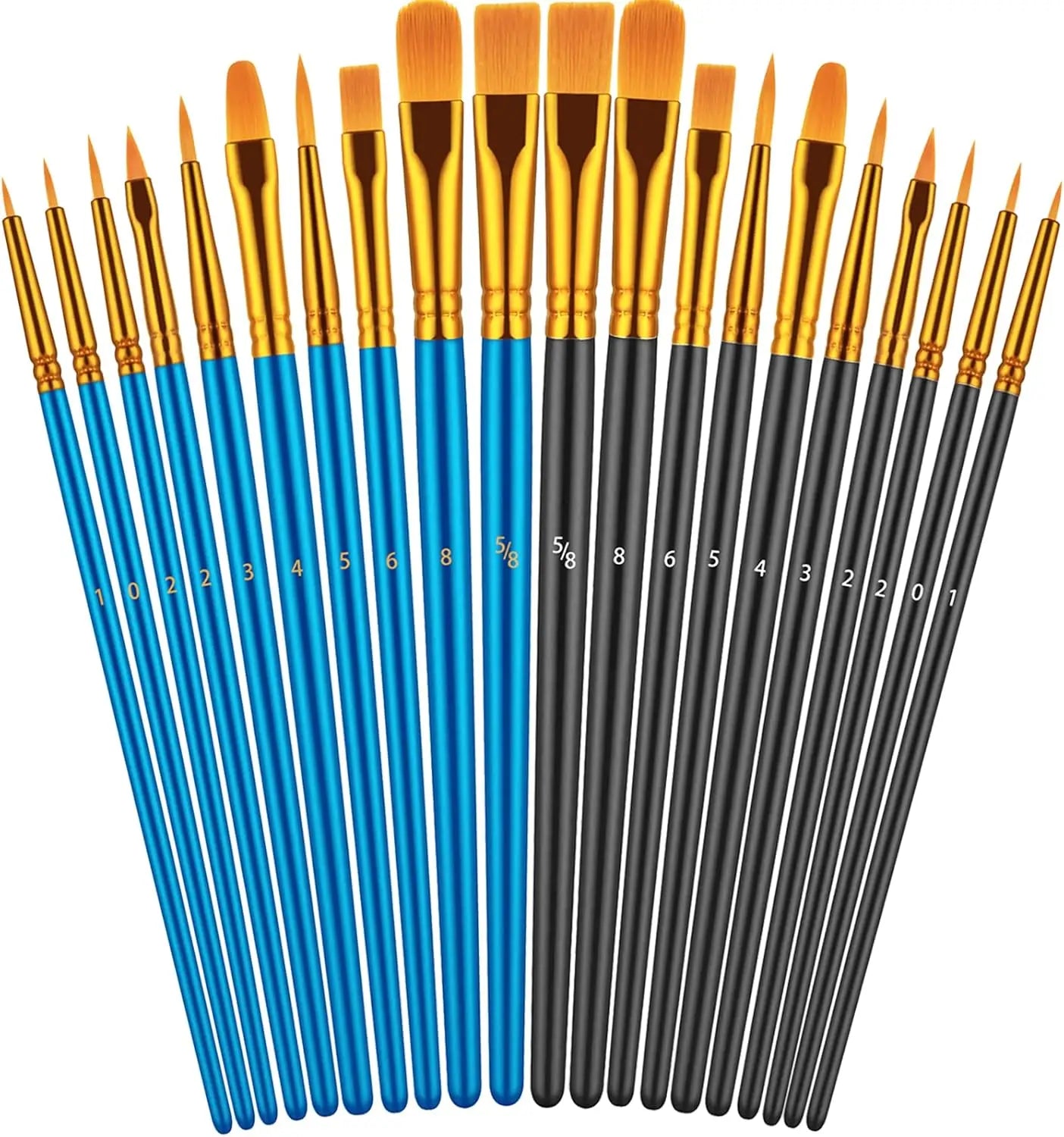 20 oil watercolor acrylic paint brushes, blue