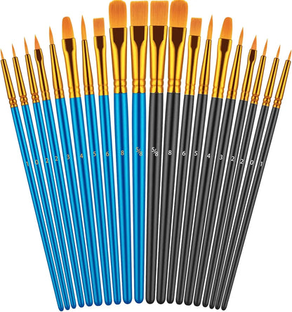 20 oil watercolor acrylic paint brushes, blue