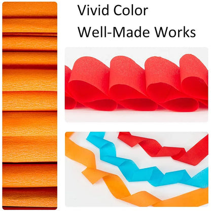 12Pcs/Rolls Crepe Paper Decorations in 12 Colors 82ft