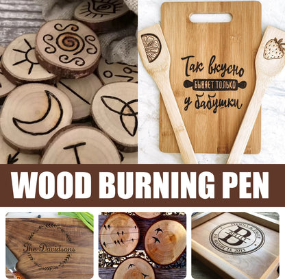 3/6/9Pcs Burning Scorch Pen Marker Wooden Branding Coaster Cutting Board Pyrograph