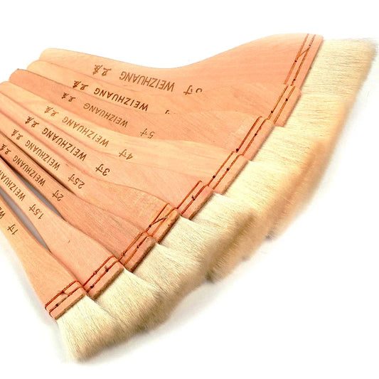 Wooden Handle Goat Hair Paint Brushes Smooth Sanding for Wall 10 Sizes Watercolor Acrylic Oil