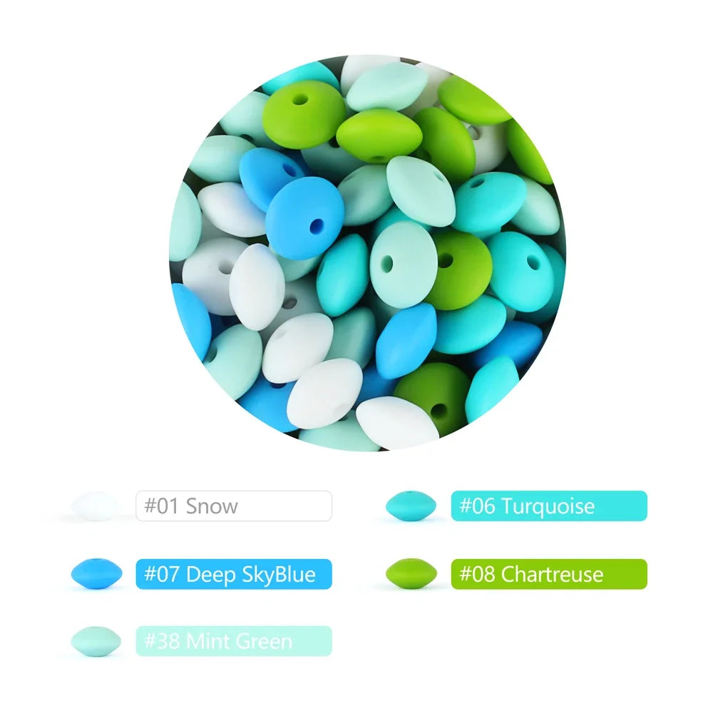 50/100pcs Silicone Lentil Beads 12mm Abacus Loose Focal Beads For Jewelry Making