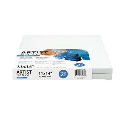(3 pack) Artist Stretched Canvas, 11"X14", 2 Pack, 100% Cotton Acid Free, White, Deluxe Canvas