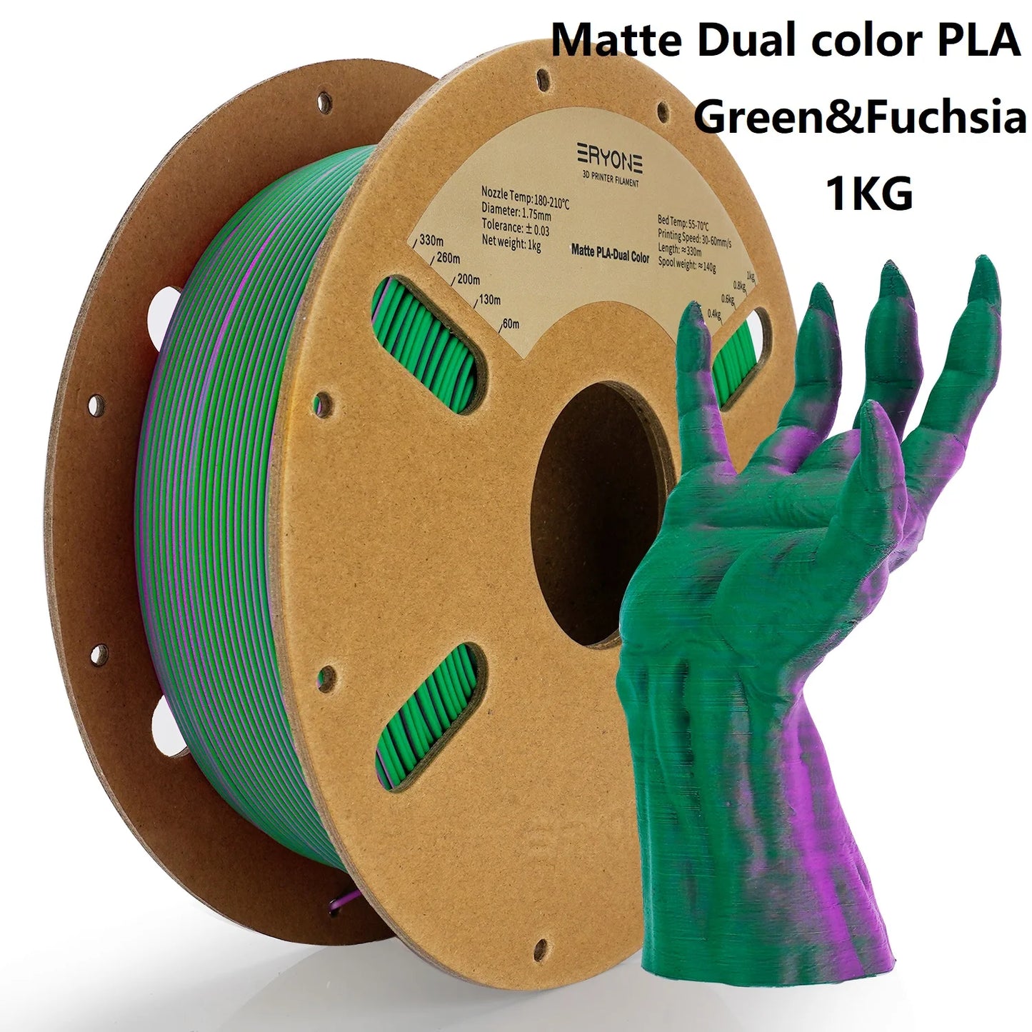 ERYONE Dual Color Series Silk PLA And Matte PLA 1KG 1.75mm Diameter High Quality Filament For FDM 3D Printing