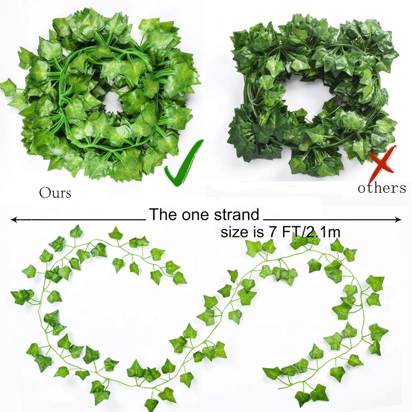 12pcs, 84 Feet Artificial Ivy Leaves Garland