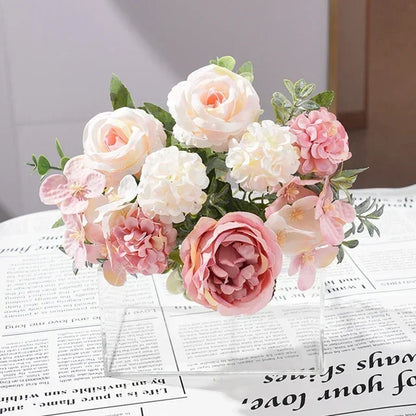 7 heads high quality peony Artificial flowers silk peonies bouquet Rose hydrangea