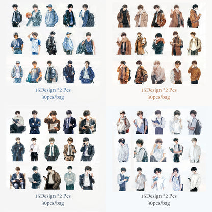 Mr Paper 120pcs/bag INS handsome high school boy teenage theme Stickers