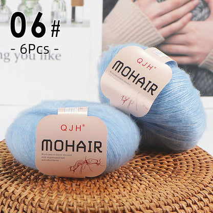 6pcs Soft Mohair Yarn Knitting Angora Yarn for DIY Knitting, Fluffy Lace for Sweater, Scarf, Shawl,25g/pcs
