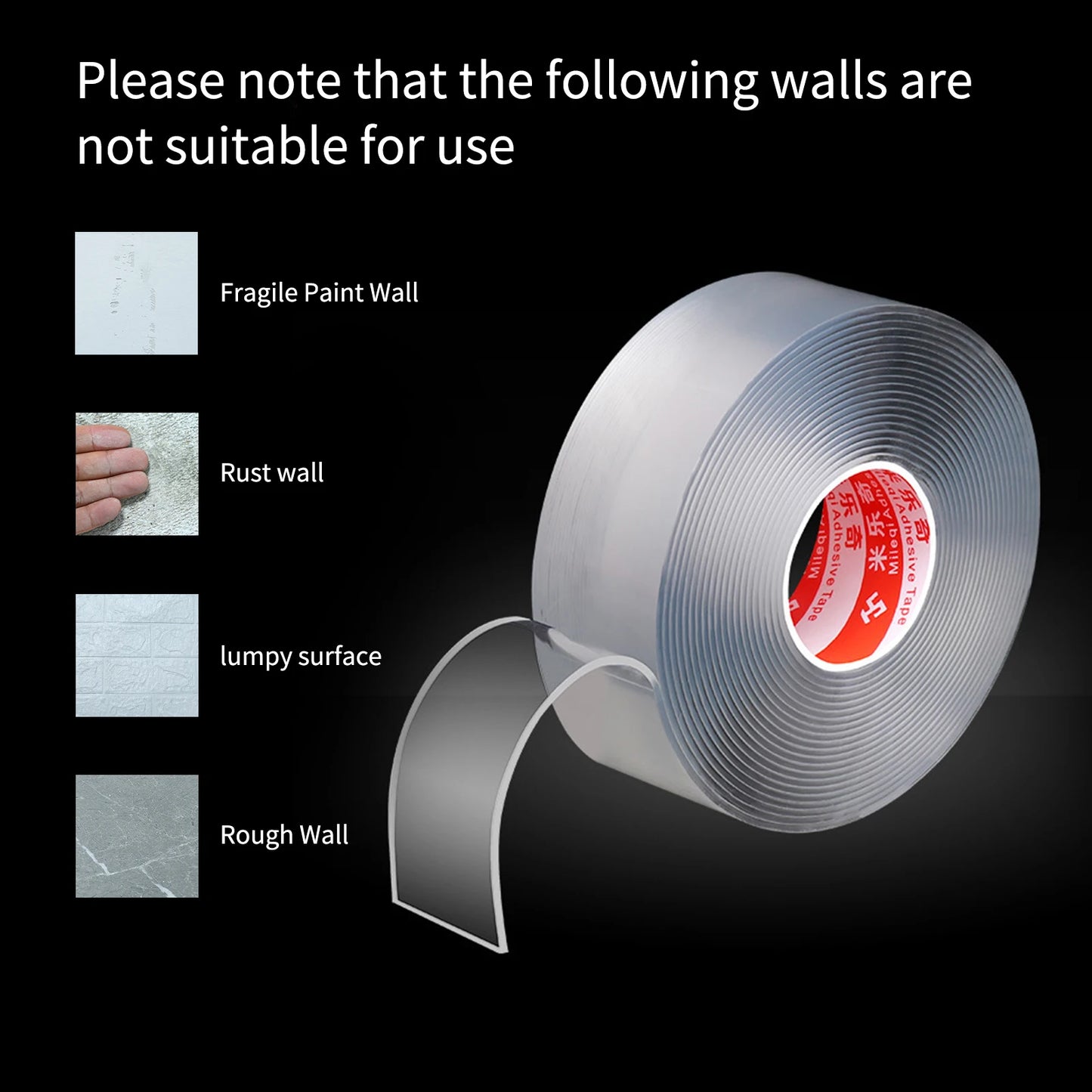 Nano Heavy Duty Double Sided Mounting Adhesive Tape Washable Removable
