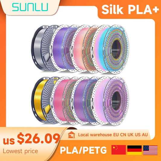 SUNLU Fliament Silk PLA+/PLA/PETG/WOOD/Rainbow Filament 250g 500g/spool 1.75mm mix color