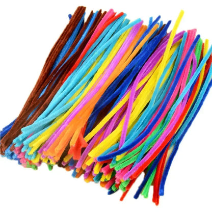 100pcs 30cm Chenille Stems Stick Cleaners Handmade Colorful Pipe