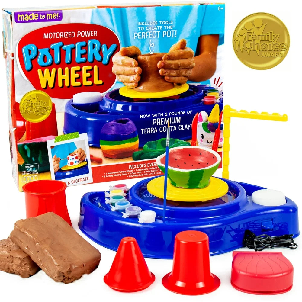 Motorized Pottery Wheel Kit Kids with Adjustable Tool Arm Foot Pedal and Clay Tools