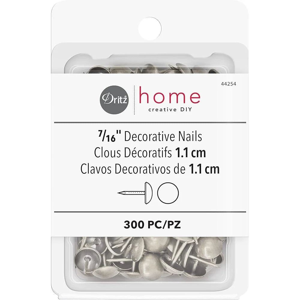300-Piece Brushed Nickel Decorative Nails Smooth Surface Finishing Nails Fabric Projects Upholstery