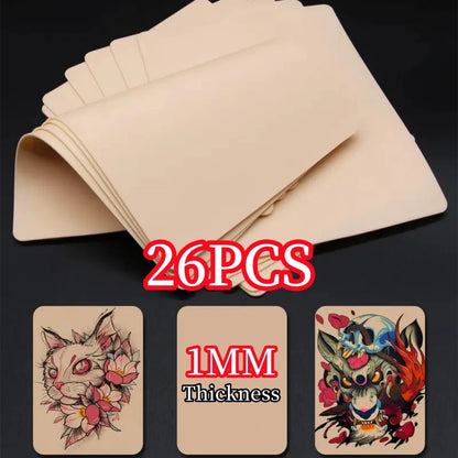 13/26/39 Pcs Silicone Tattoo Practice Skin Double Fake Tattoo Skin Beginner Practice Synthetic Leather