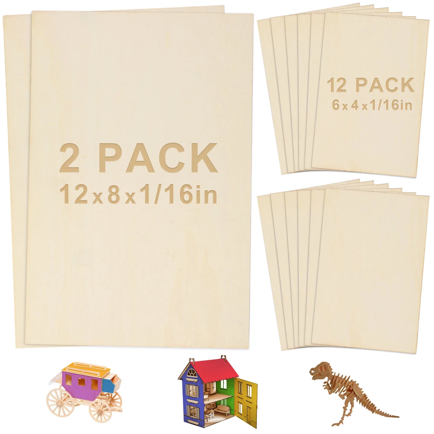 14pc Blank Plywood Unfinished Basswood Sheets