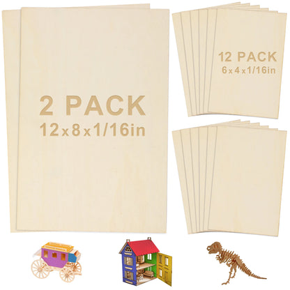 14pc Blank Plywood Unfinished Basswood Sheets