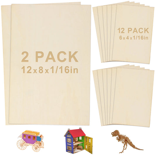 14pc Blank Plywood Unfinished Basswood Sheets