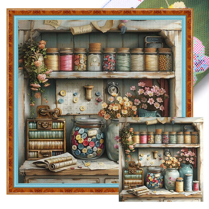 Full Embroidery Eco-cotton Thread 11CT Printed Flower Cross Stitch Kit Art