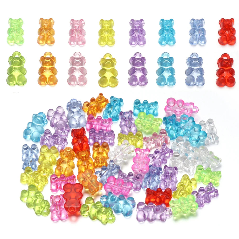 10-50pcs Color Bear Acrylic Beads Transparent Cute Gummy Bear Series Bead for Jewelry Making