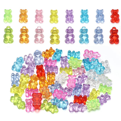 10-50pcs Color Bear Acrylic Beads Transparent Cute Gummy Bear Series Bead for Jewelry Making