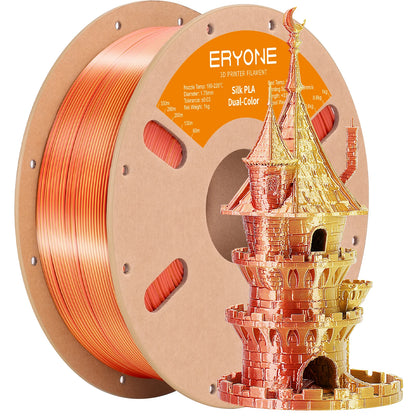 ERYONE PLA Silk Dual Color Premium Filament 3D Print, Diameter:1.75mm, Tolerance:+/-0.03mm,1KG/Spool