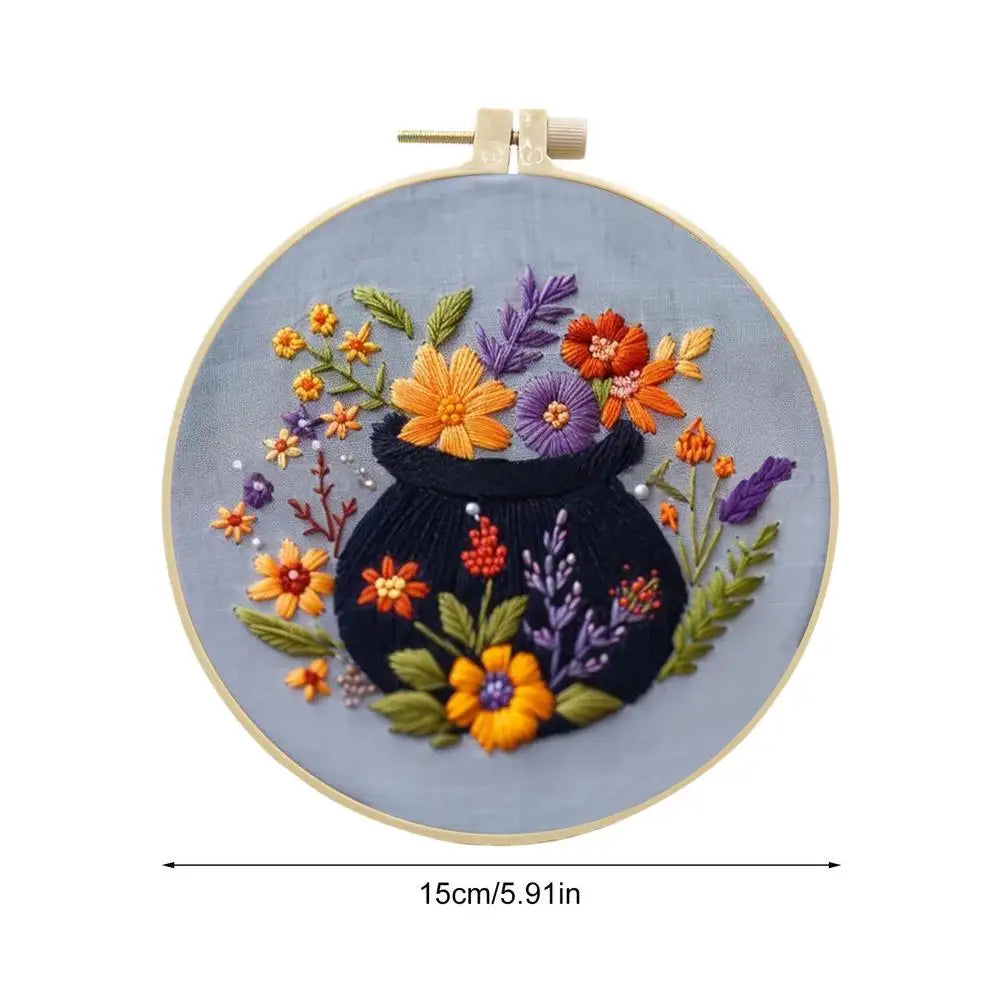 Halloween Embroidery Kit Skeleton Witch Hat Bat