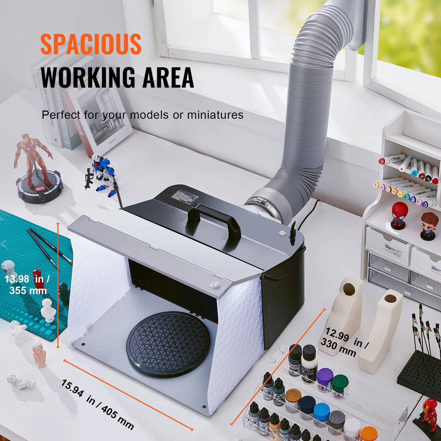 SucceBuy Airbrush Spray Paint Booth Portable Kit with 4 LED Light Powerful Dual Exhaust Fans