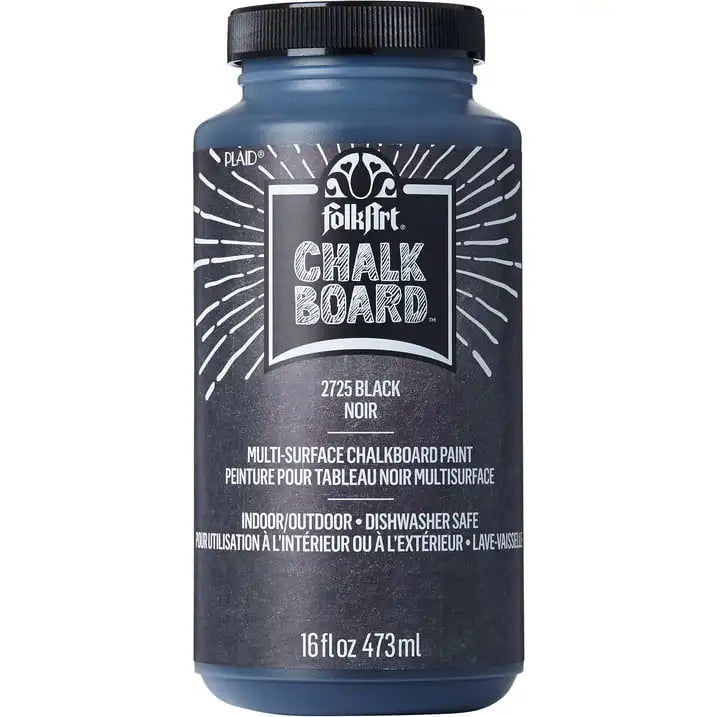 (4 pack) FolkArt Multi-Surface Chalk Paint, Matte Finish, Black, 16 fl oz
