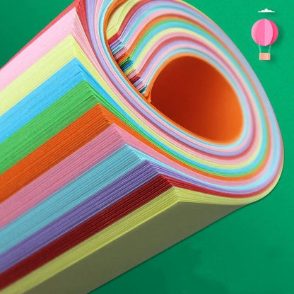100pcs A4 A5 Colorful Origami Paper Double Sides Solid Color Folding Paper Multicolor