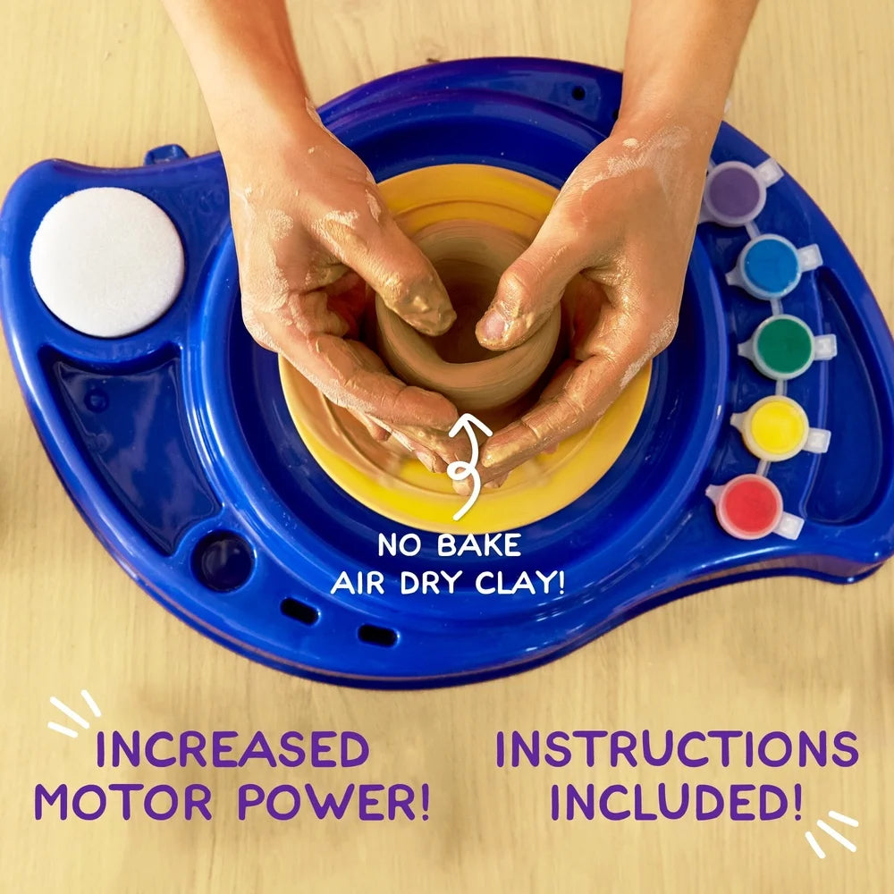 Motorized Pottery Wheel Kit Kids with Adjustable Tool Arm Foot Pedal and Clay Tools