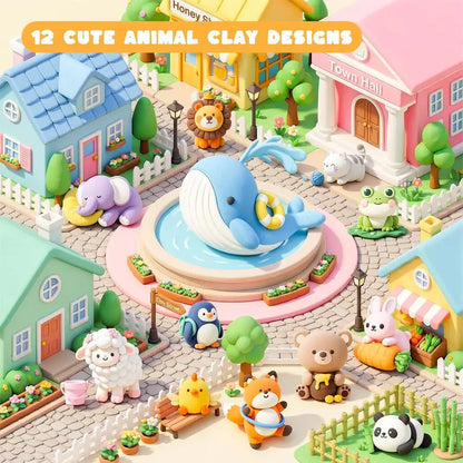 Air Dry Clay for Kids Zoo Town, 55 PCS Modeling Clay Kit with Sculpting Tools and Tutorials, Safe amp NonSticky