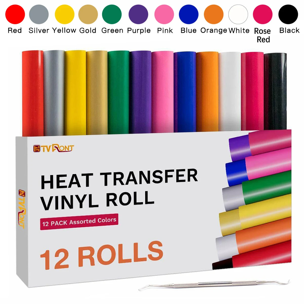 HTVRONT Heat Transfer Vinyl Roll Hot Press Iron-on Tshirt Textiles Film Roll 12inX5Ft,3Ft HTV