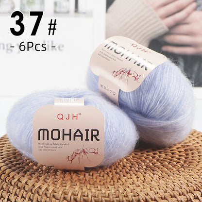 6pcs Soft Mohair Yarn Knitting Angora Yarn for DIY Knitting, Fluffy Lace for Sweater, Scarf, Shawl,25g/pcs
